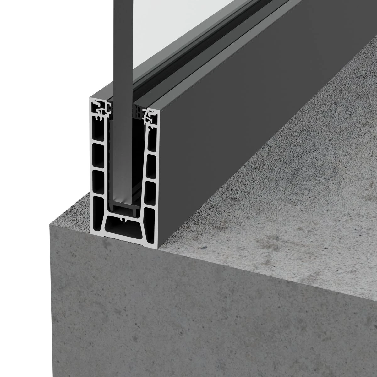 Glass Rail PRO: sección del perfil de fijación — Exlabesa